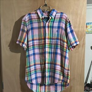 Ralph Lauren Blue, Pink and Red Casual Button Down Shirt